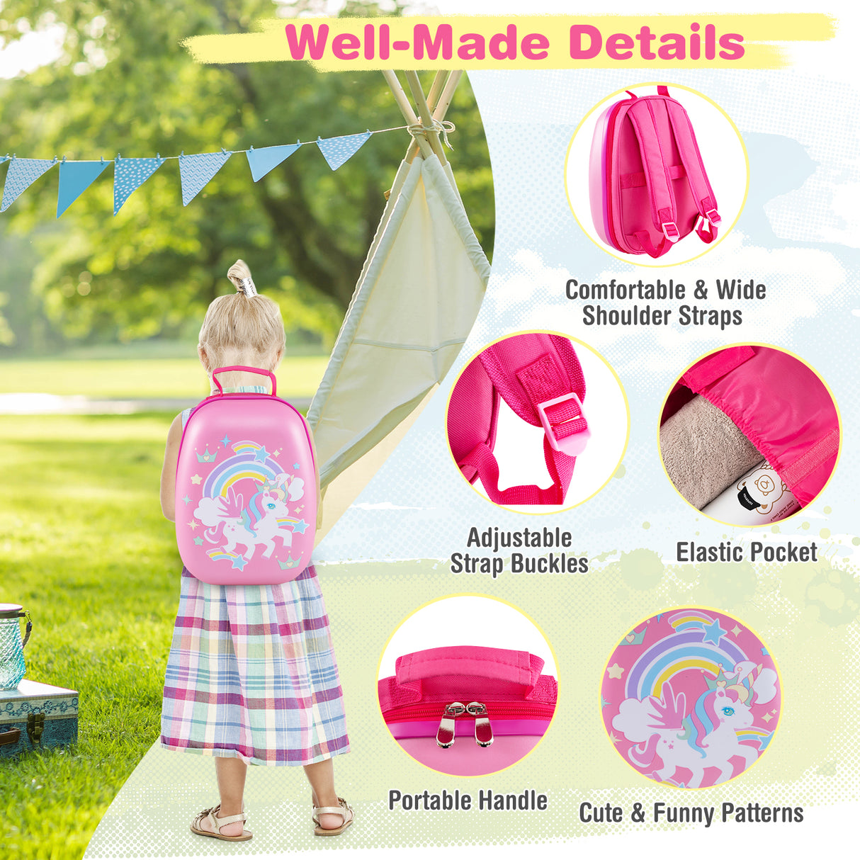 2 Pieces Kids Carry-on Luggage Set with 12 Inch Backpack-White