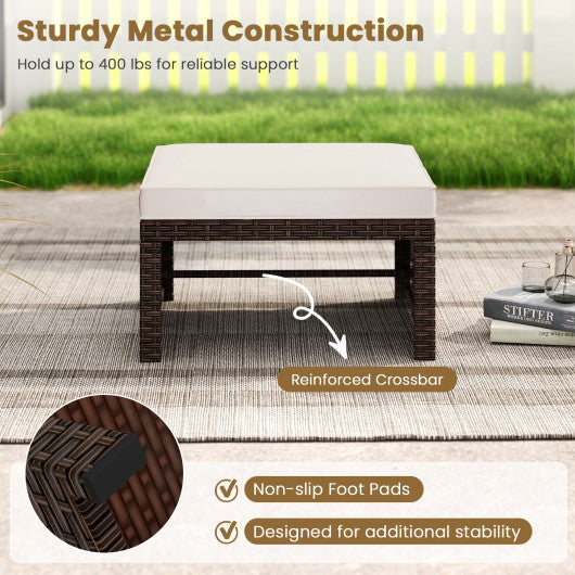 Multipurpose Outdoor 2 Pieces Patio PE Rattan Ottomans Footstool-Turquoise