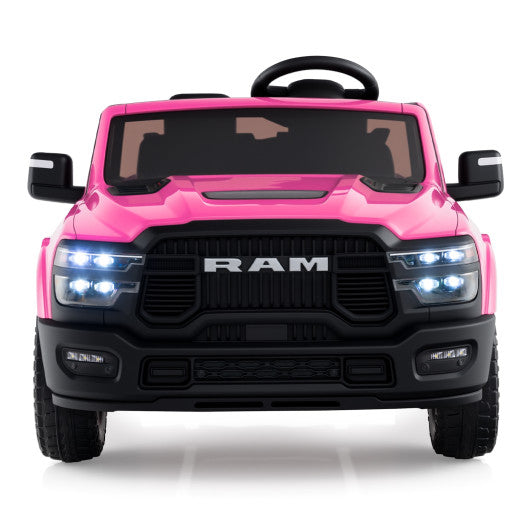 2 Seater 24V Ride on Toy for Big Kids Licensed Ram Truck with Remote and Music-Pink
