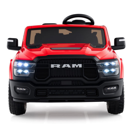 2 Seater 24V Ride on Toy for Big Kids Licensed Ram Truck with Remote and Music-Red