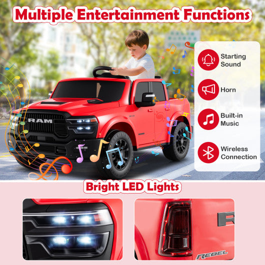 2 Seater 24V Ride on Toy for Big Kids Licensed Ram Truck with Remote and Music-Pink