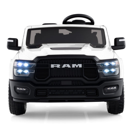 2 Seater 24V Ride on Toy for Big Kids Licensed Ram Truck with Remote and Music-White
