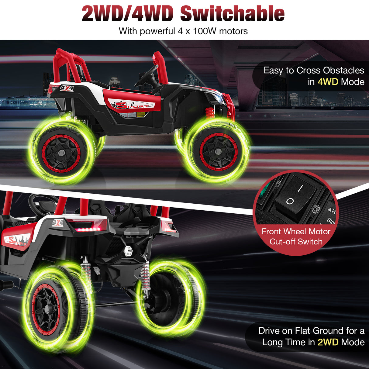 2-Seater Kids Ride on UTV with 2.4G Remote Control for over 3 Years Old Children-Red