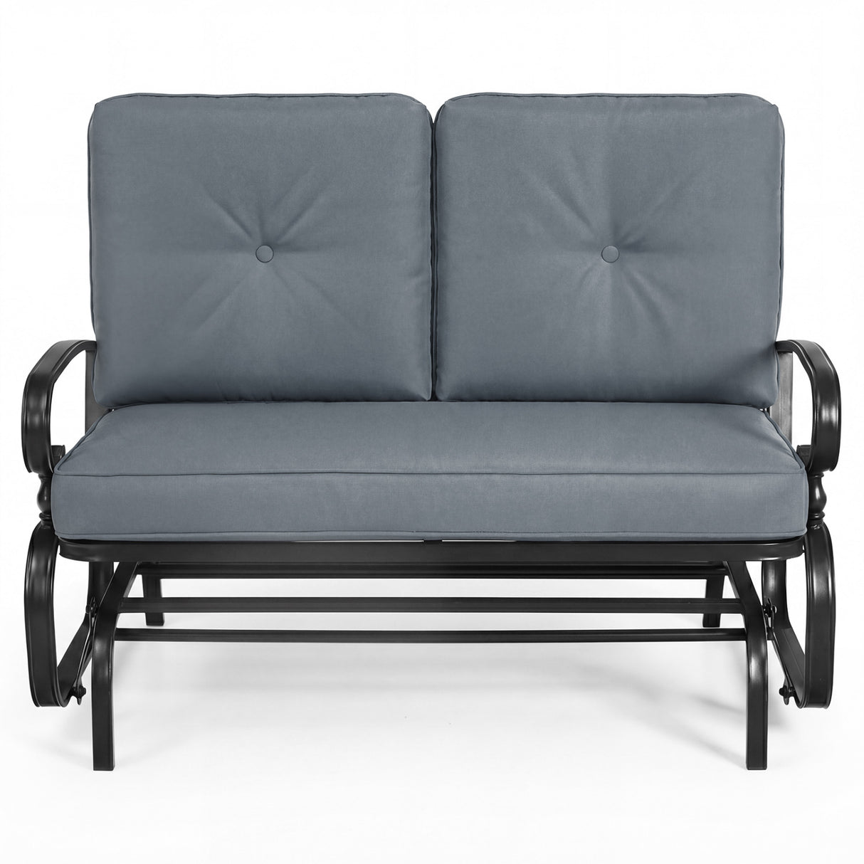 2 Seats Outdoor Swing Glider Chair with Comfortable Cushions-Gray