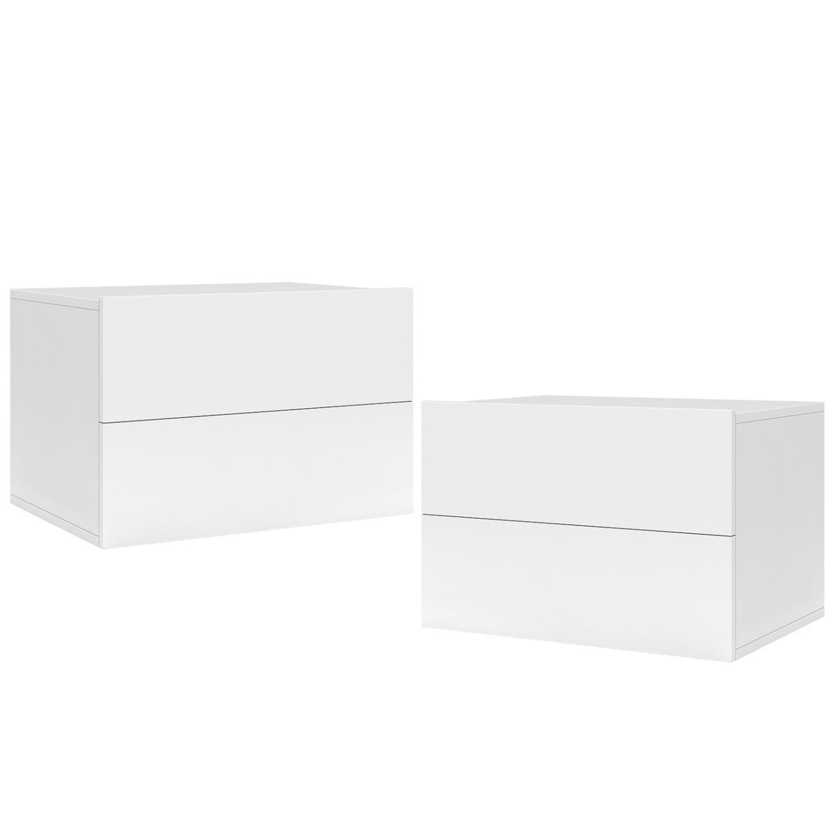 2 Storage Drawers Wall Mounted Floating Nightstand for Bedroom-White