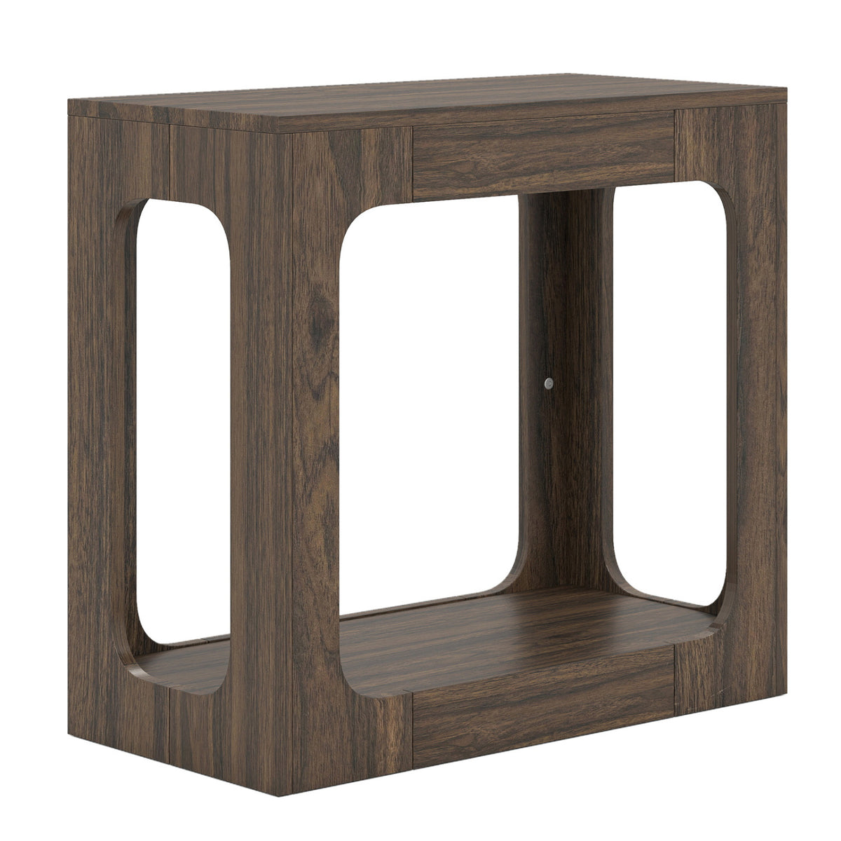 2-Tier End Table with Storage Shelf for Living Room-Walnut