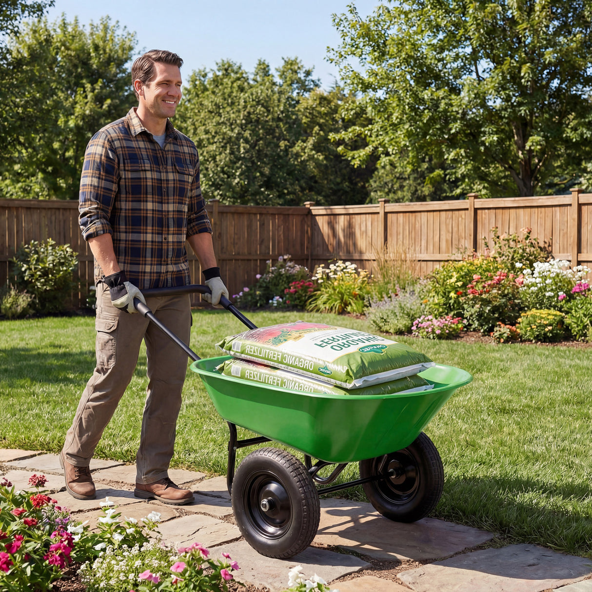 2 Tire Heavy-duty Dolly Utility Cart Wheelbarrow Garden Cart-Light Green