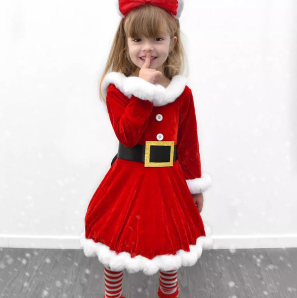 Baby Girls Christmas Romper Ruffles Fly Sleeve Sequins Red Party Dress Unique Design Excellent Look