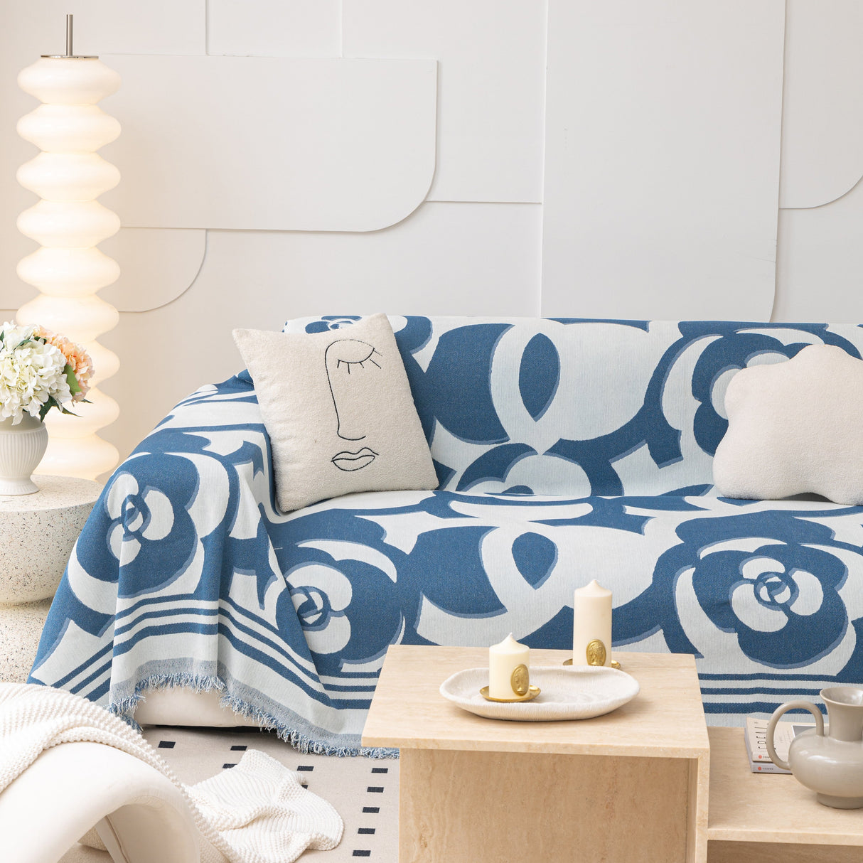 Chenille Sofa Cover Blanket, Couch Cover Blanket Throws for Couches Living Room Furniture Throw Covers