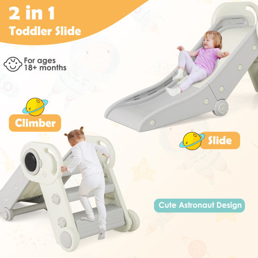 2 in 1 Baby Slide with Climber for Toddlers Age 18+ Months-Gray