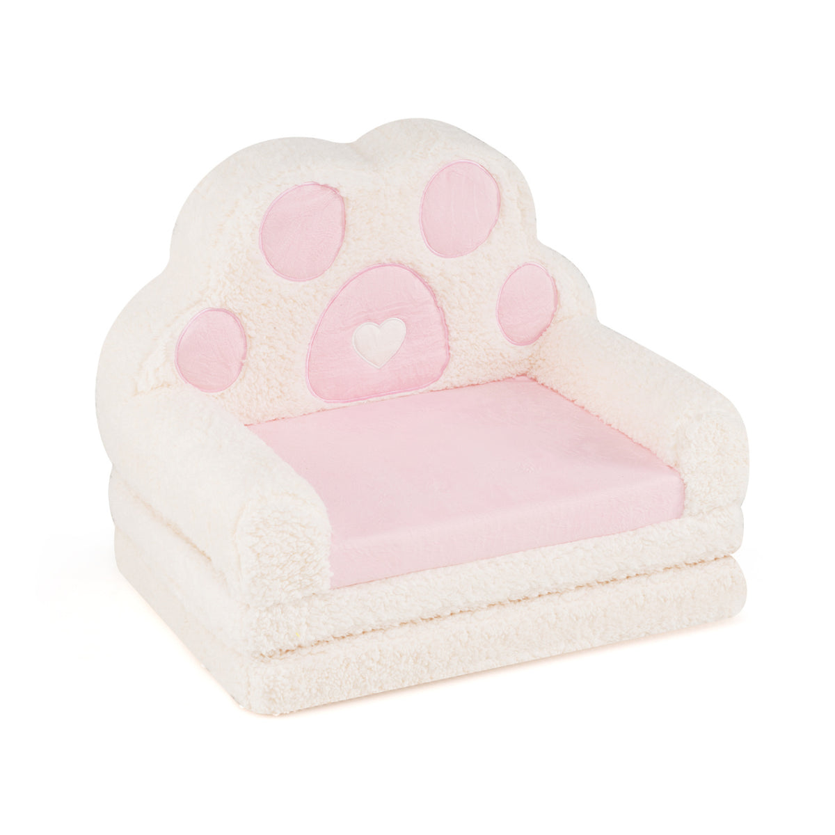 2-in-1 Convertible Kids Sofa to Lounger with Removable Cover-Pink