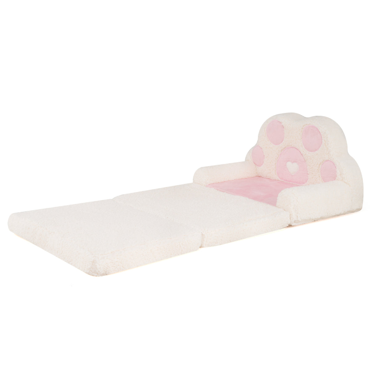 2-in-1 Convertible Kids Sofa to Lounger with Removable Cover-Pink