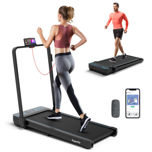 2 in 1 Folding Treadmill with 300 LBS Capacity and Remote Control for Home-Black