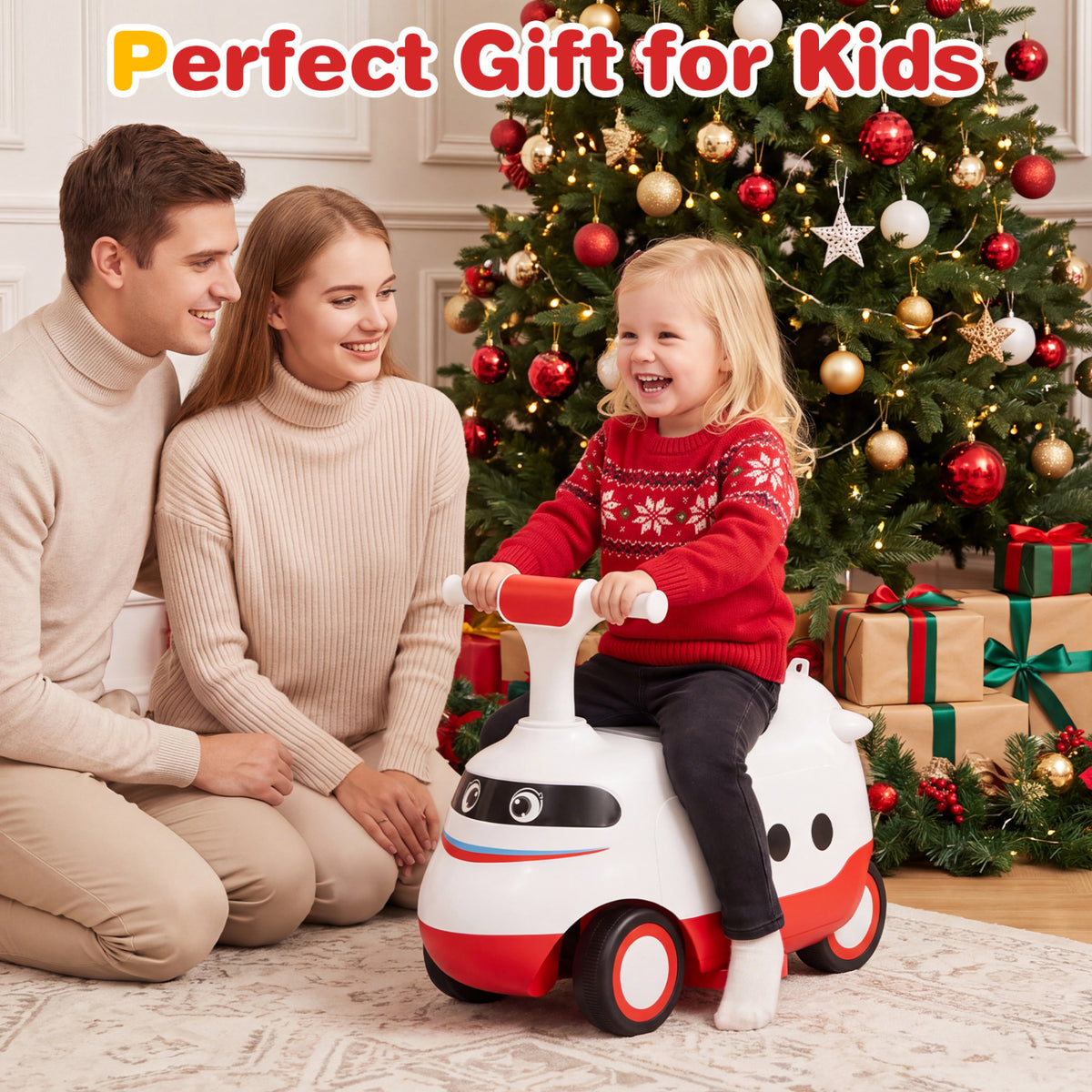 2-in-1 Ride On Push Car for Toddlers 1-3 Years Old Sliding Walker with Horn-Red