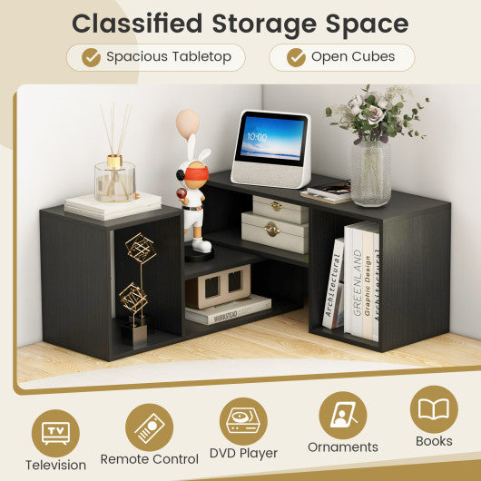 2 Pieces Adjustable TV Stand for TVs up to 55 Inch with Storage Cubes-Black