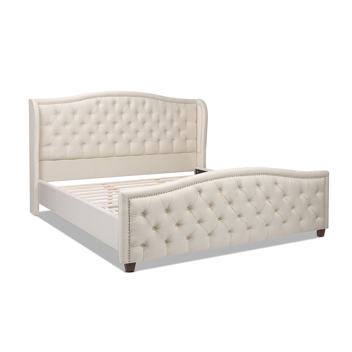 Fontana - Handcrafted Wingback Upholstered Platform Bed Frame by Couch.com