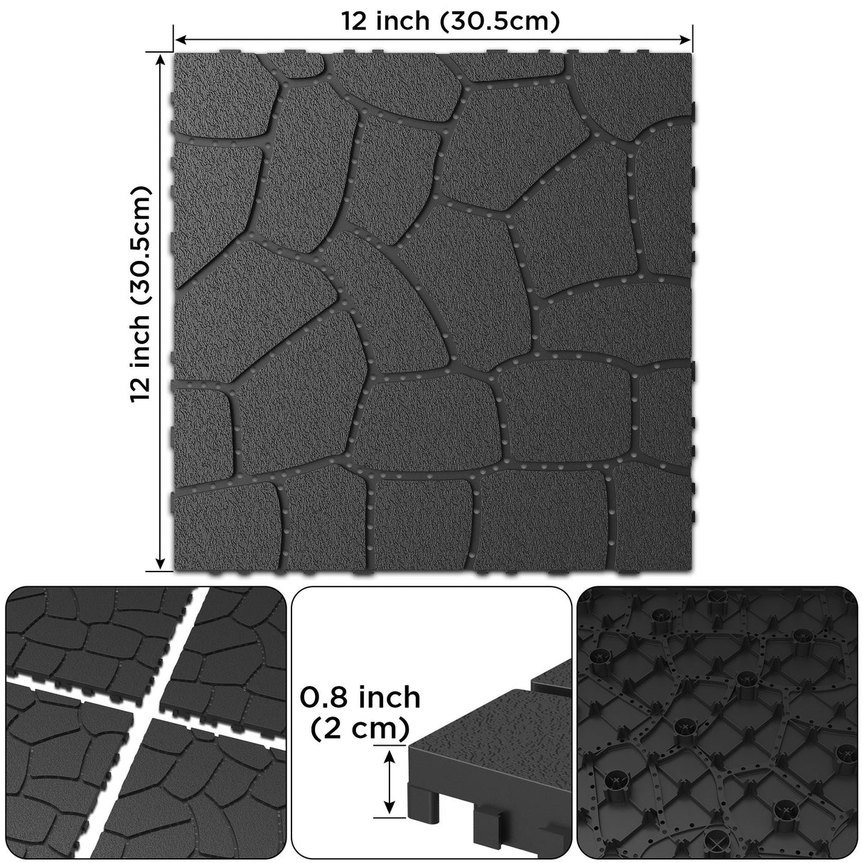 New Stone Texture Patio Deck Tiles, Diy Interlocking Floor Tiles, Easy Installation by Couch.com