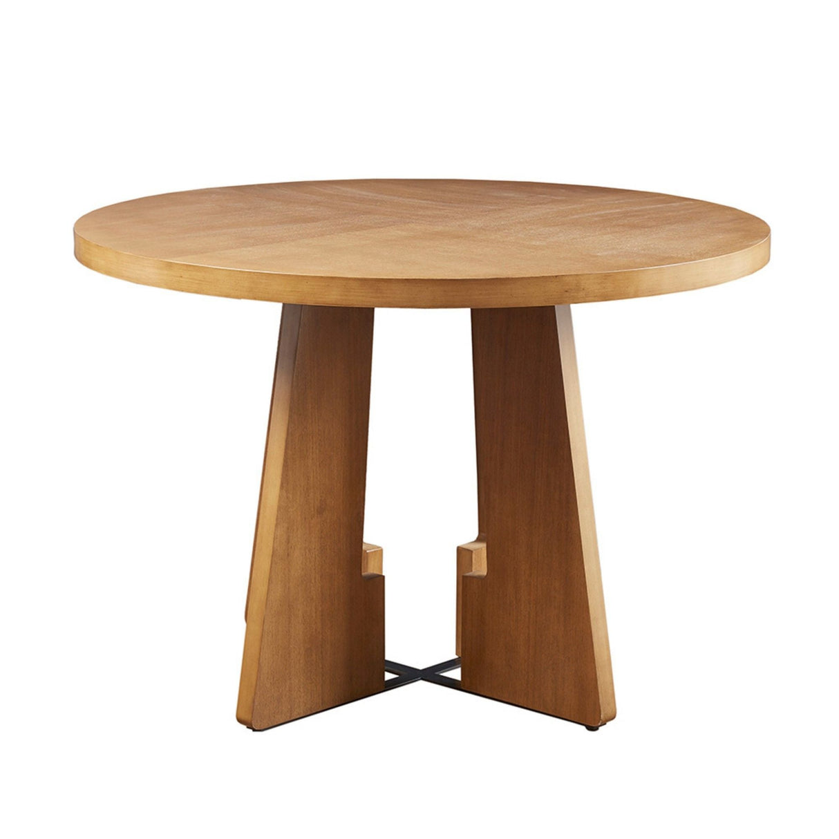 Modern Round Dining Table With Pecan Wood Veneer - Walnut by Couch.com