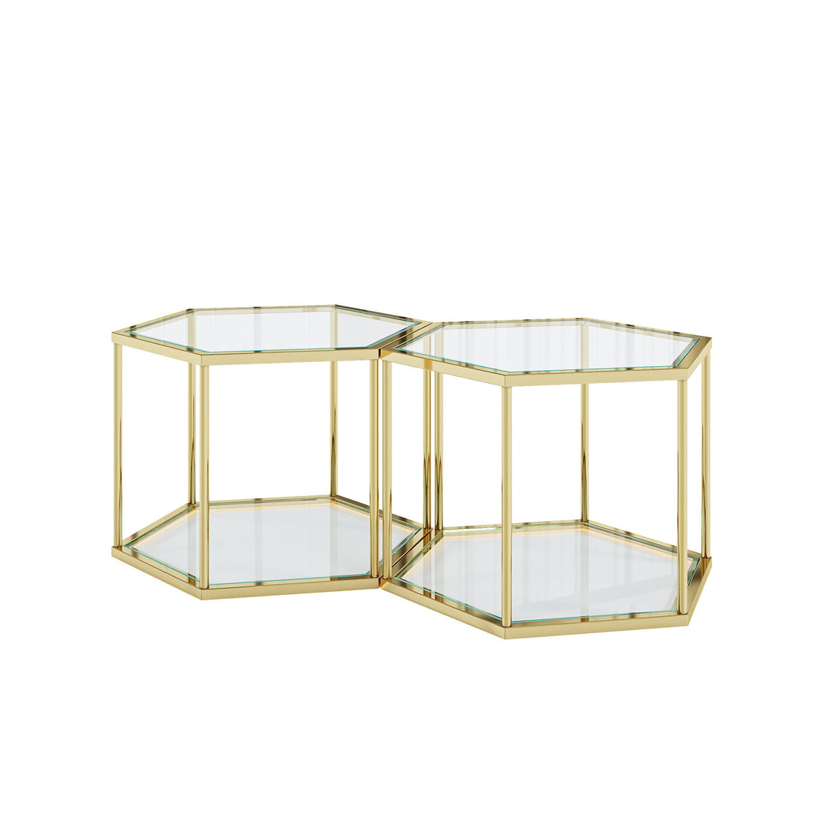 Modern Coffee Table With Double Layer Tempered Glass And Polygonal Design by Couch.com