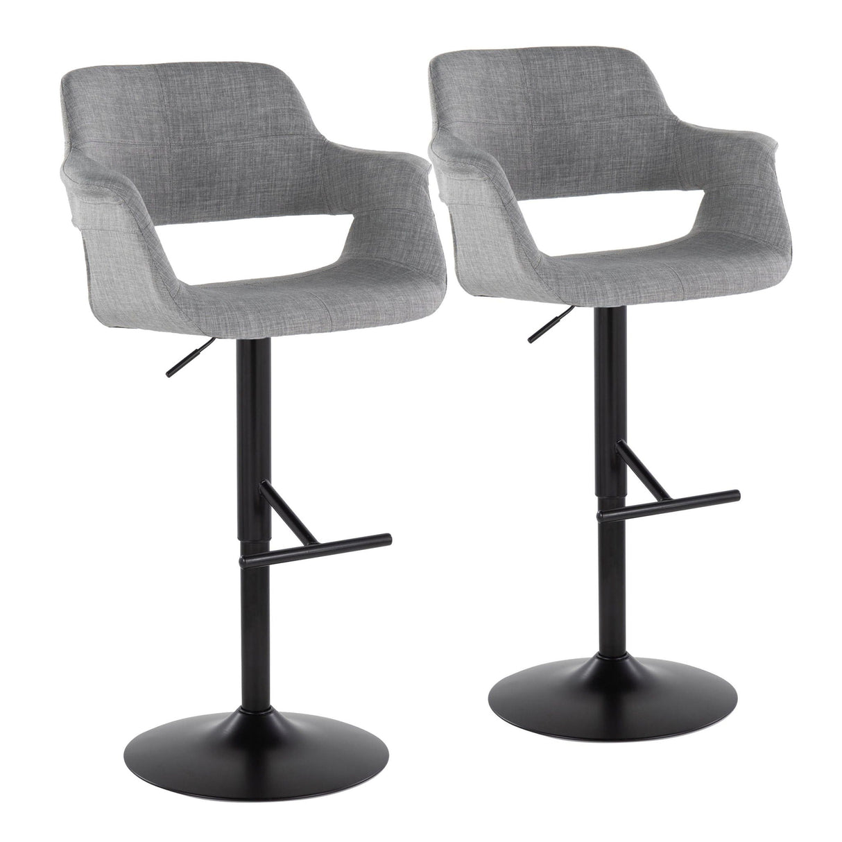 Vintage Flair - Mid Century Modern Adjustable Barstool With Straight T Footrest (Set of 2) by Couch.com