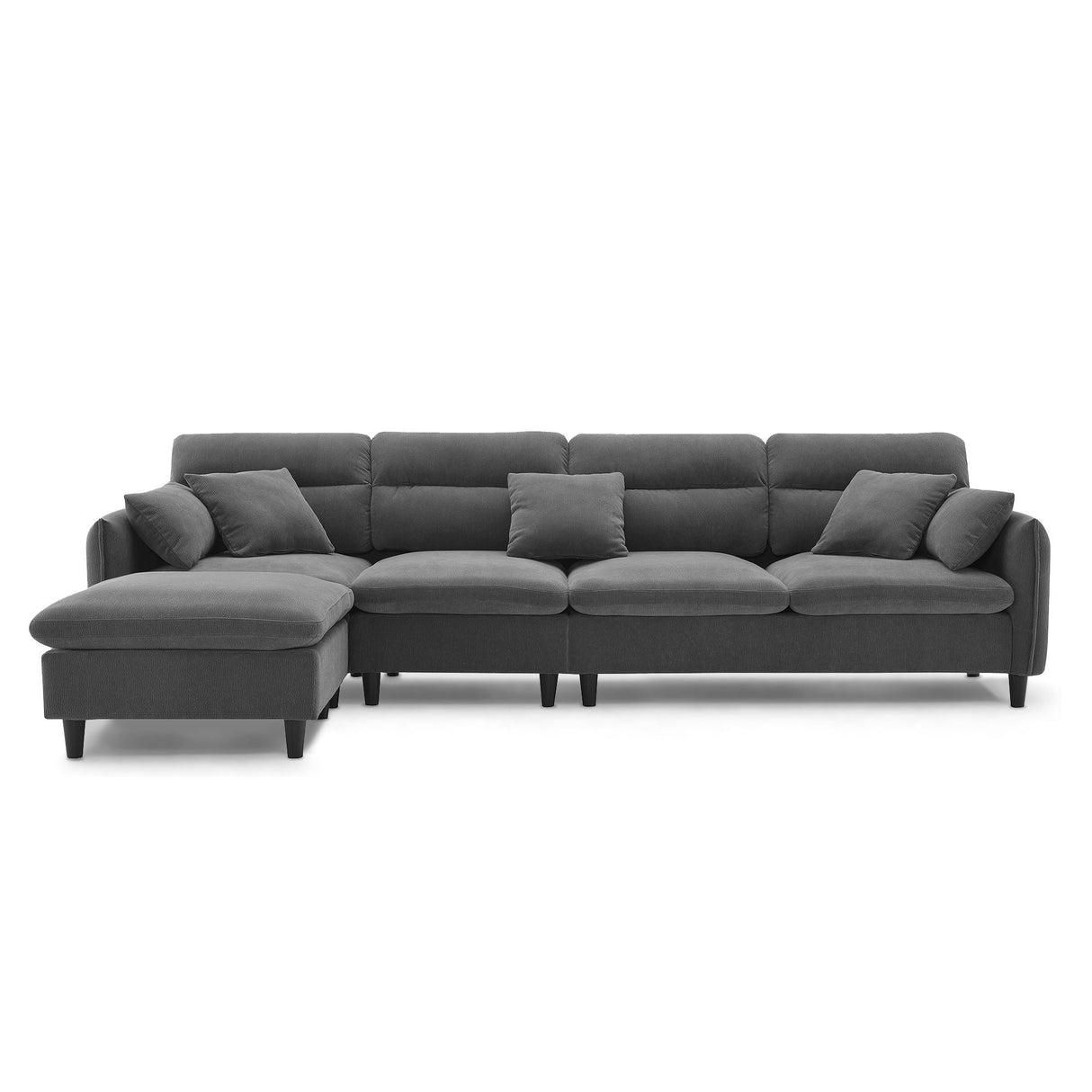 Modern Convertible Sectional Sofa L Shaped Reversible Couch Set With Free Pillows 5 Seat Cloud With Ottoman by Couch.com