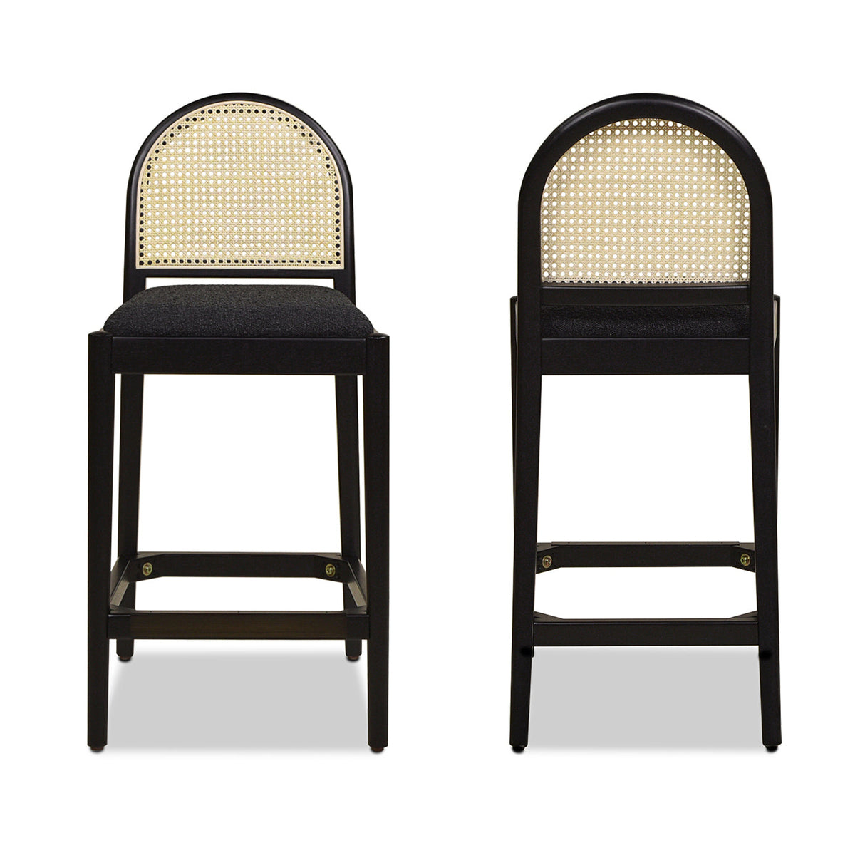 Arlin Upholstered Stool with Curved Back and Footrest - Set of 2