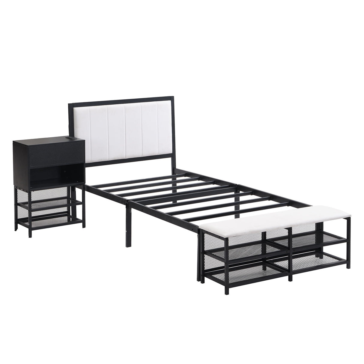 Platform Bed With 2 Tier Storage Shelves, Storage Cabinet by Couch.com