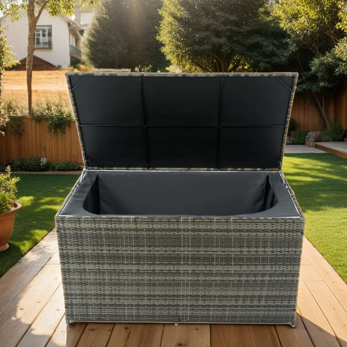 Outdoor Storage Box, Wicker Patio Deck Boxes With Lid, Outdoor Cushion Storage For Kids Toys, Pillows, Towel, Wicker by Couch.com