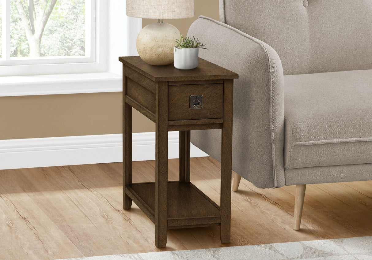 Accent End Table, 2 Tier, Narrow, Lamp, Storage Drawer, Charming Design by Couch.com