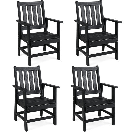 Set of 4 Patio Dining Chairs with Wide Armrests-Black