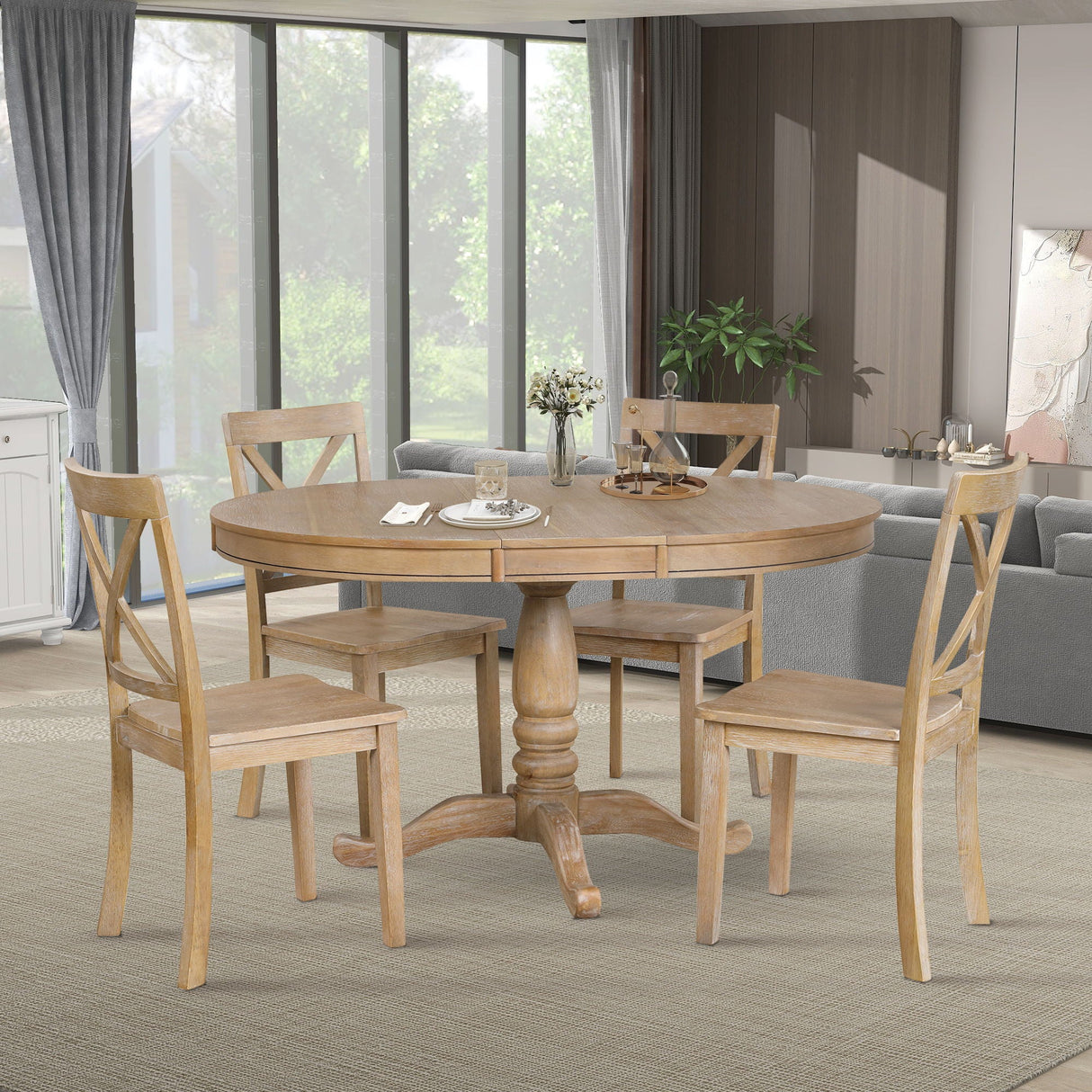 Modern Dining Table Set For 4, Round Table And 4 Kitchen Room Chairs, 5 Piece Kitchen Table Set For Dining Room, Dinette, Breakfast Nook by Couch.com