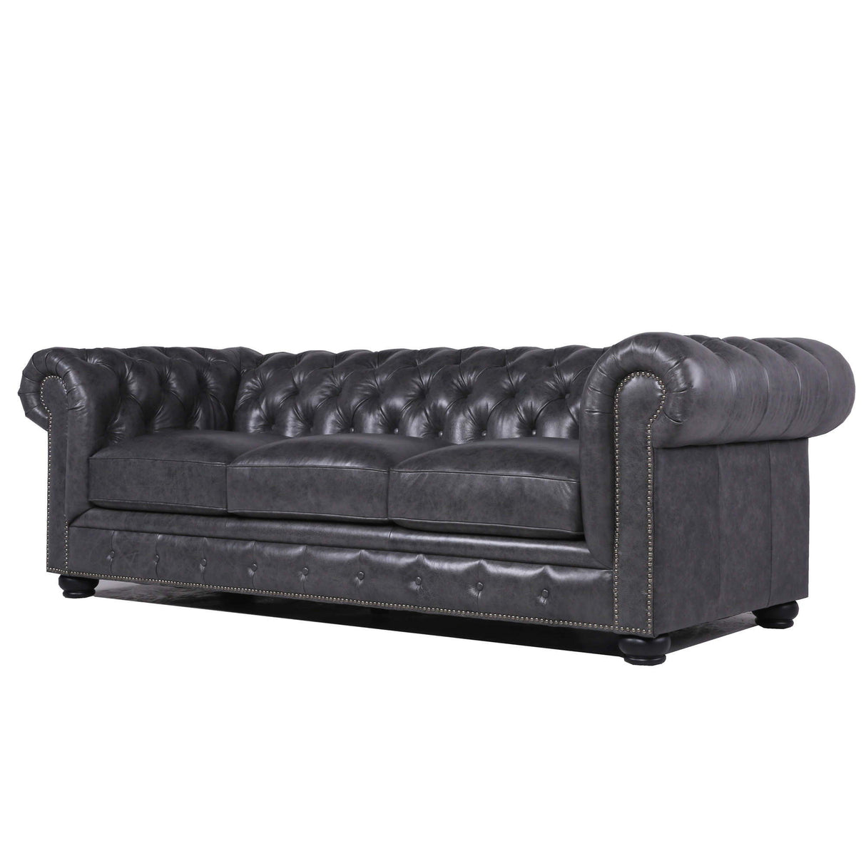 Traditional Tufted Leather Chesterfield Nailhead Sofa by Couch.com
