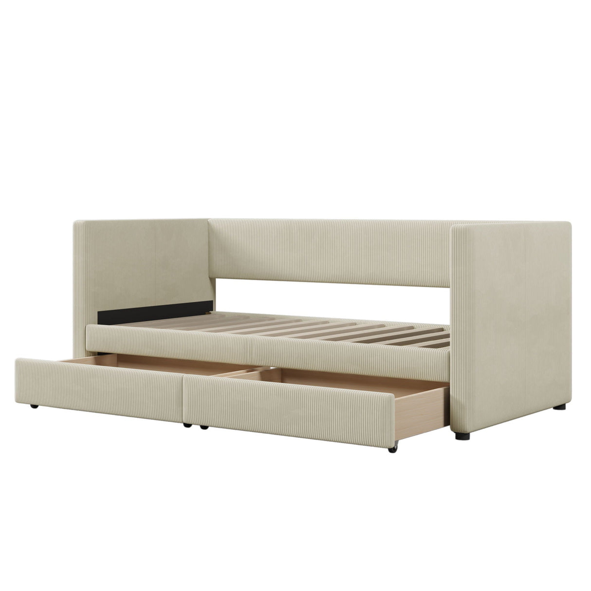 Corduroy Daybed With Two Drawers And Wood Slat by Couch.com