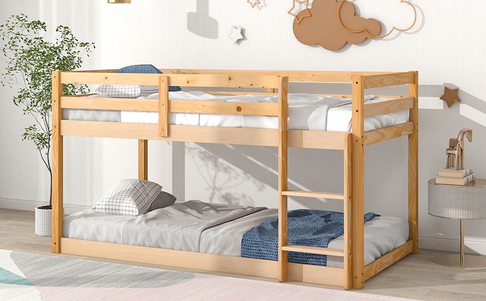 Twin Over Twin Floor Bunk Bed by Couch.com