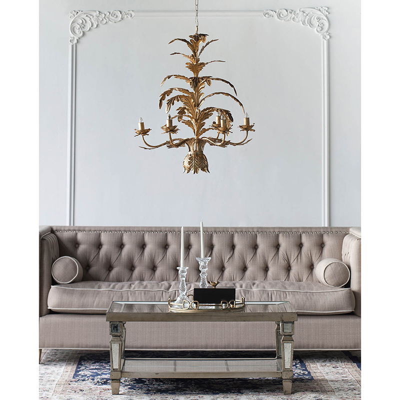 6 Light Metal Chandelier, Hanging Light Fixture With Adjustable Chain For Kitchen Dining Room Foyer Entryway, Bulb Not Included - Gold by Couch.com