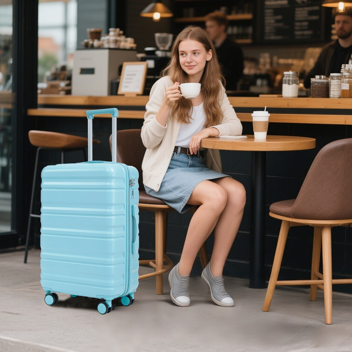 HIFINE Tourist 3-Piece ABS Spinner Wheel Luggage Set (Blue)