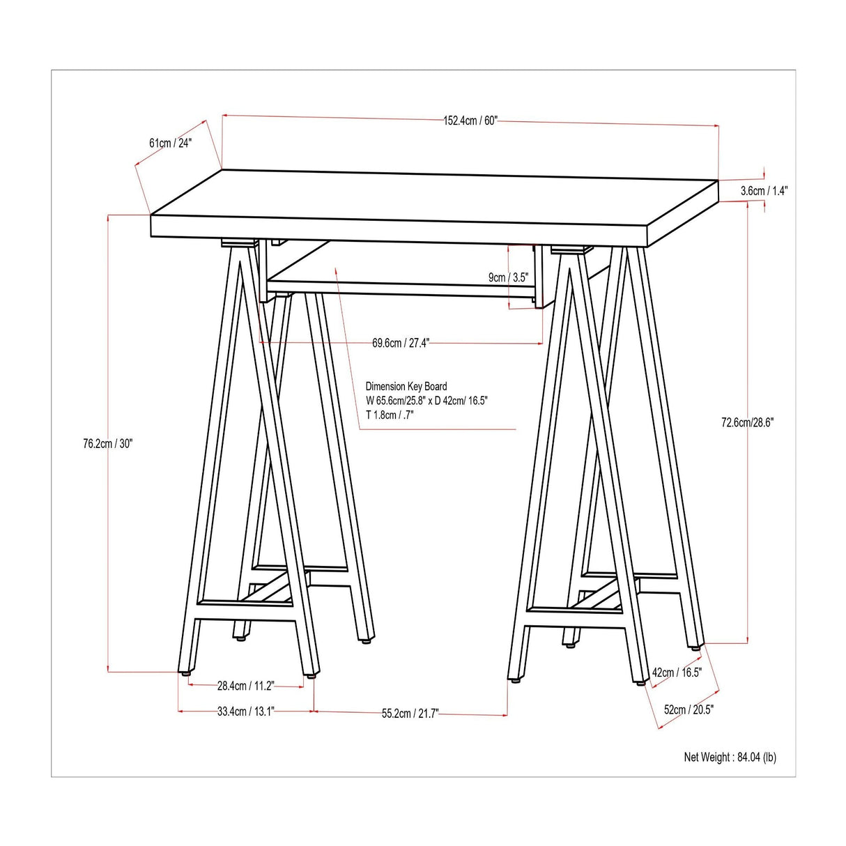 Sawhorse - Handcrafted Solid Desk