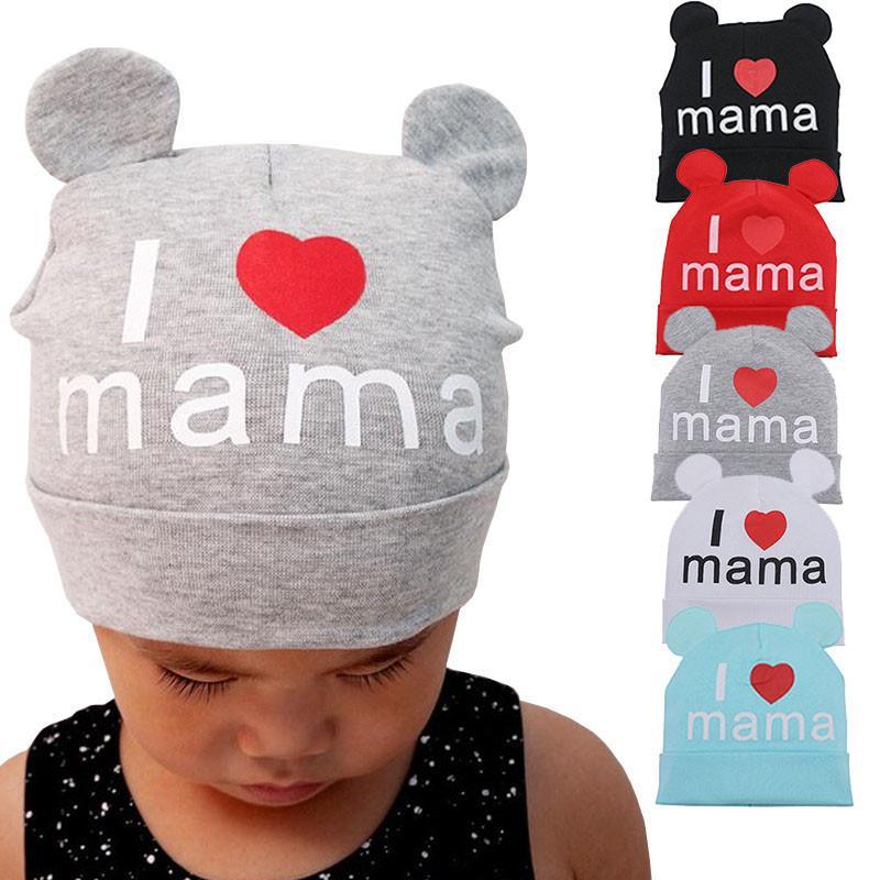Modern Baby Hat Cute Ear Cotton Girls Cap Scarf Infant Hats Finger love Kids Boys Knitted Cap Winter hat I love mama/pap Cap
