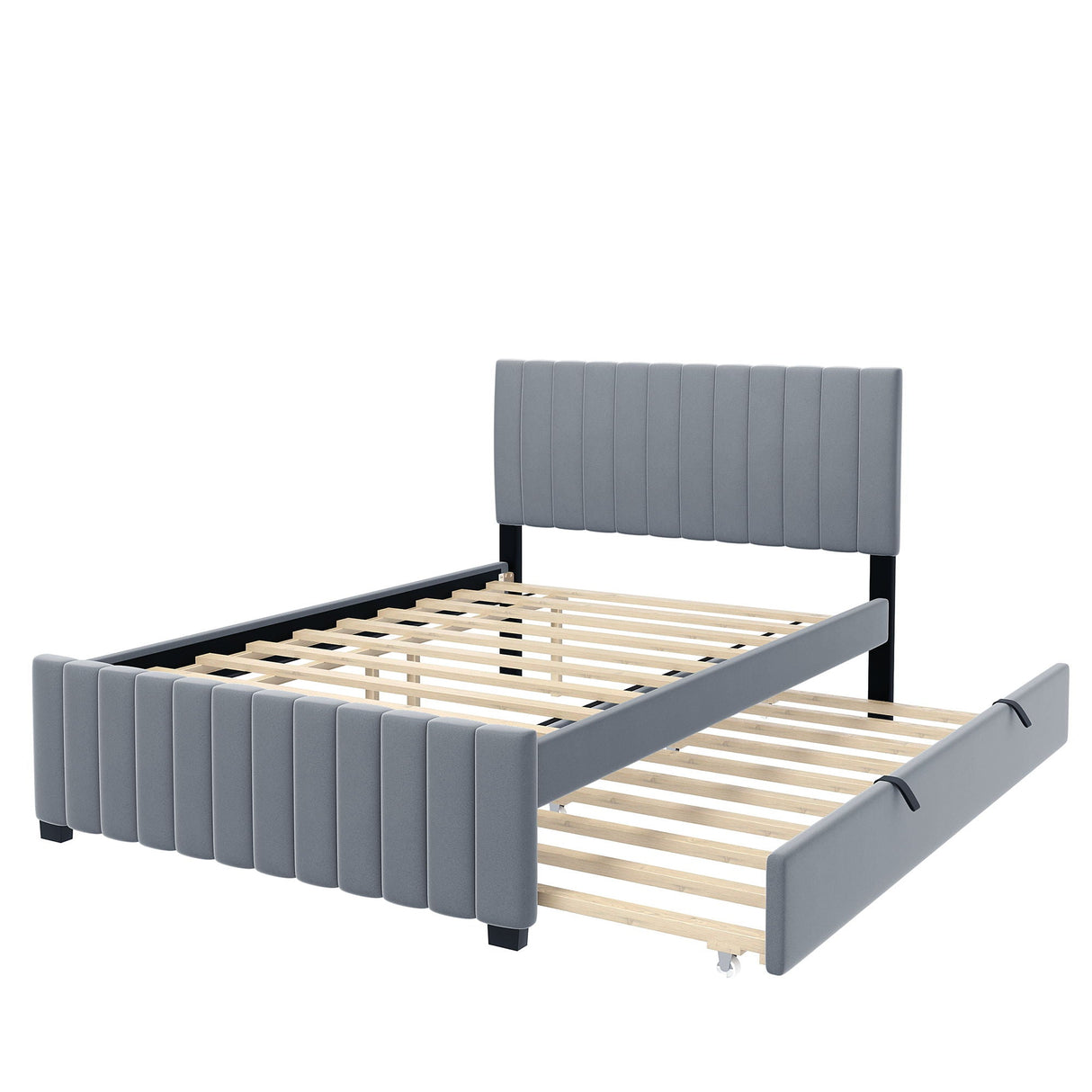 Elegant Upholstered Platform Bed With Twin Size Trundle by Couch.com