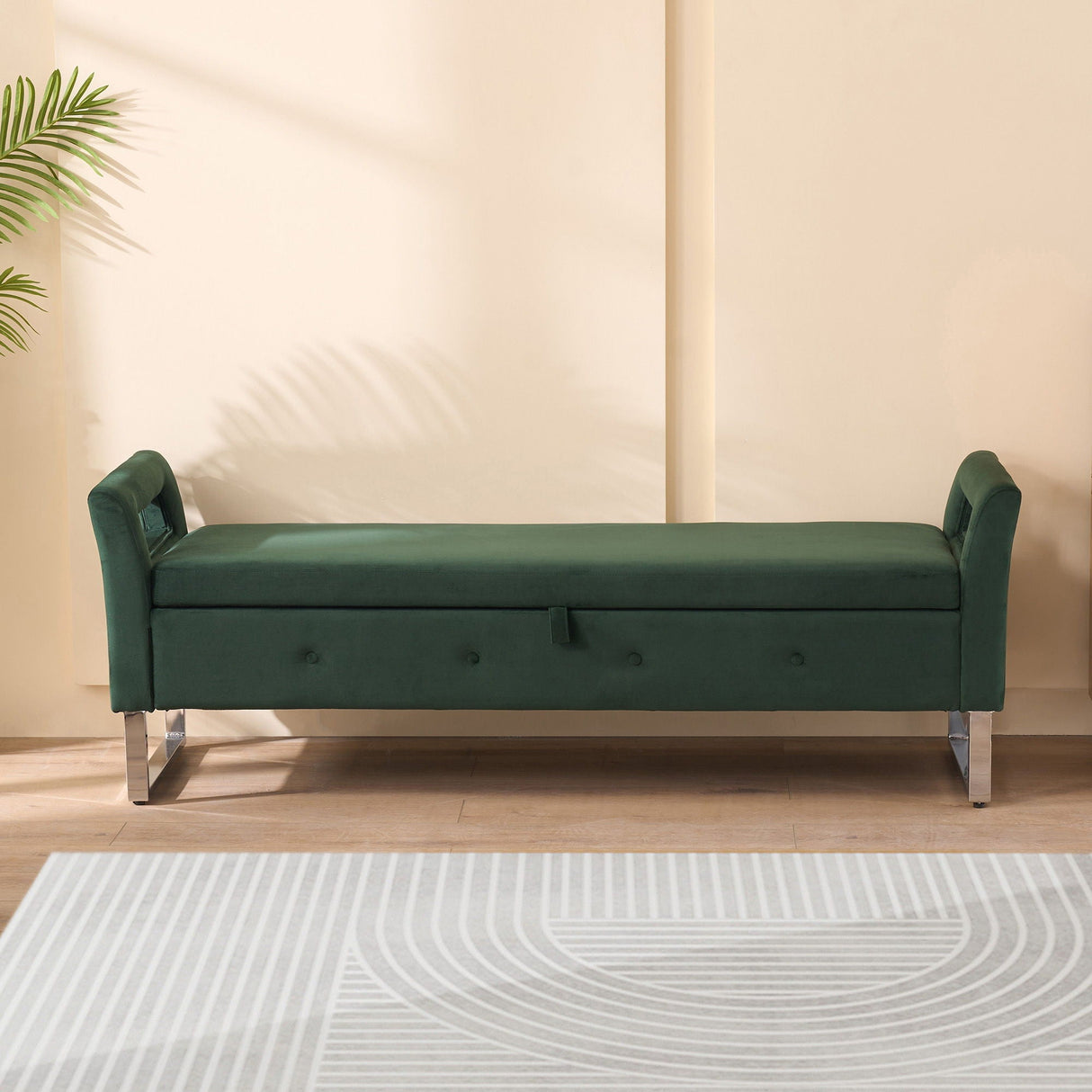 Wide Storage Soft Ottoman Bench With Armrests by Couch.com