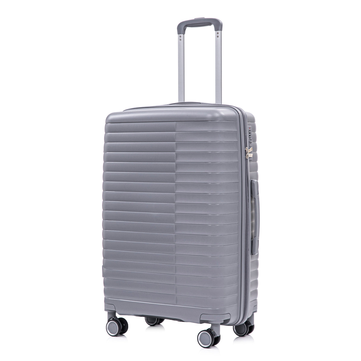 4-Piece PP Spinner Wheel Luggage Set with Cosmetic Case, Light Gray