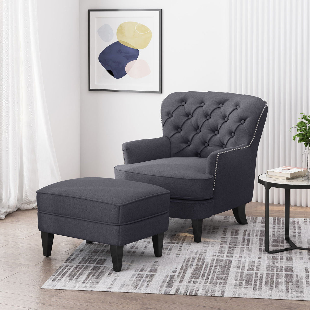 Enchante - Living Room Set With Tufted Back Club Chair And Ottoman by Couch.com