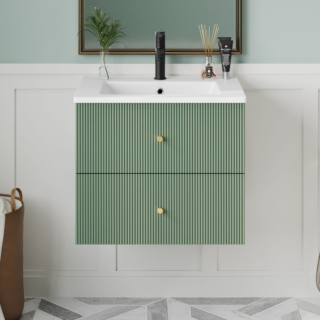 Wall Mounted Bathroom Vanity With 2 Drawers, Ideal For Small Bathrooms by Couch.com