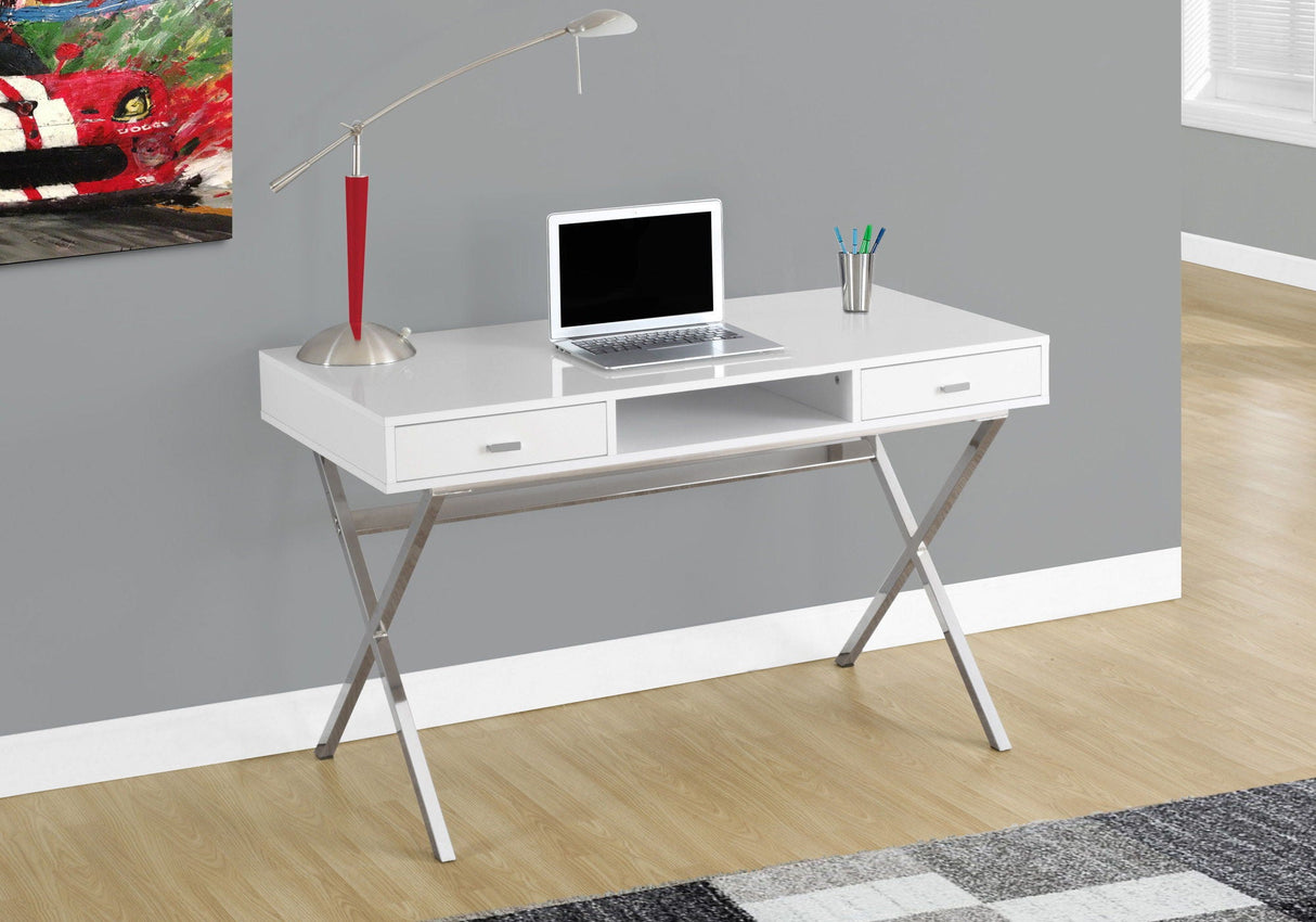 Computer Desk For Home Office, Laptop, Storage Drawers, Glossy Contemporary & Modern by Couch.com