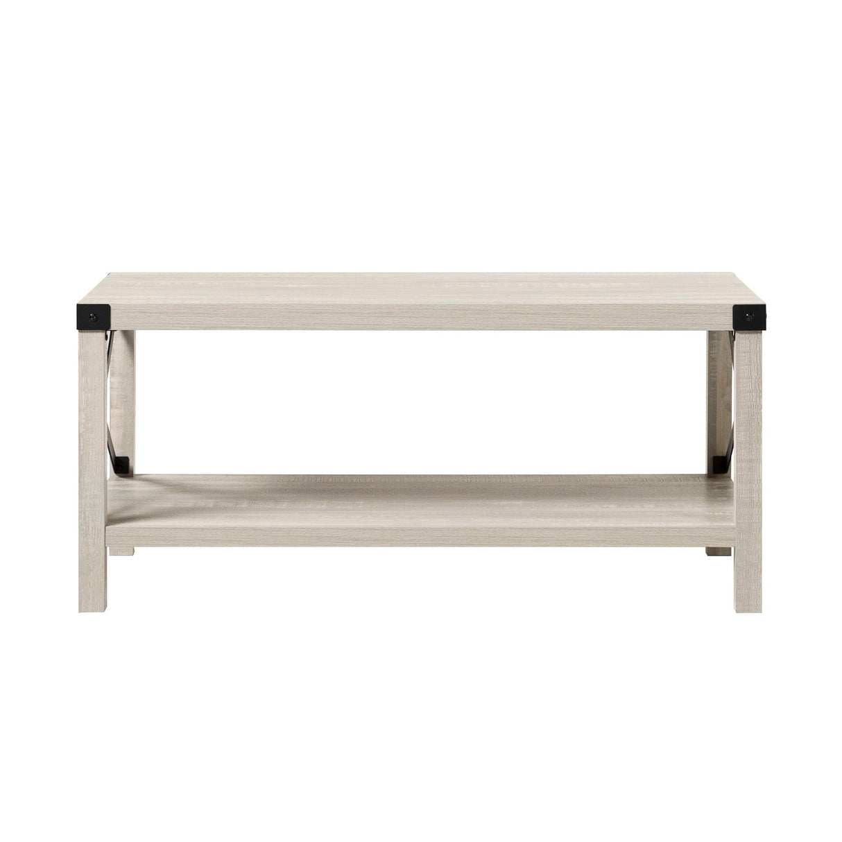 Farmhouse Metal X Table With Lower Shelf by Couch.com