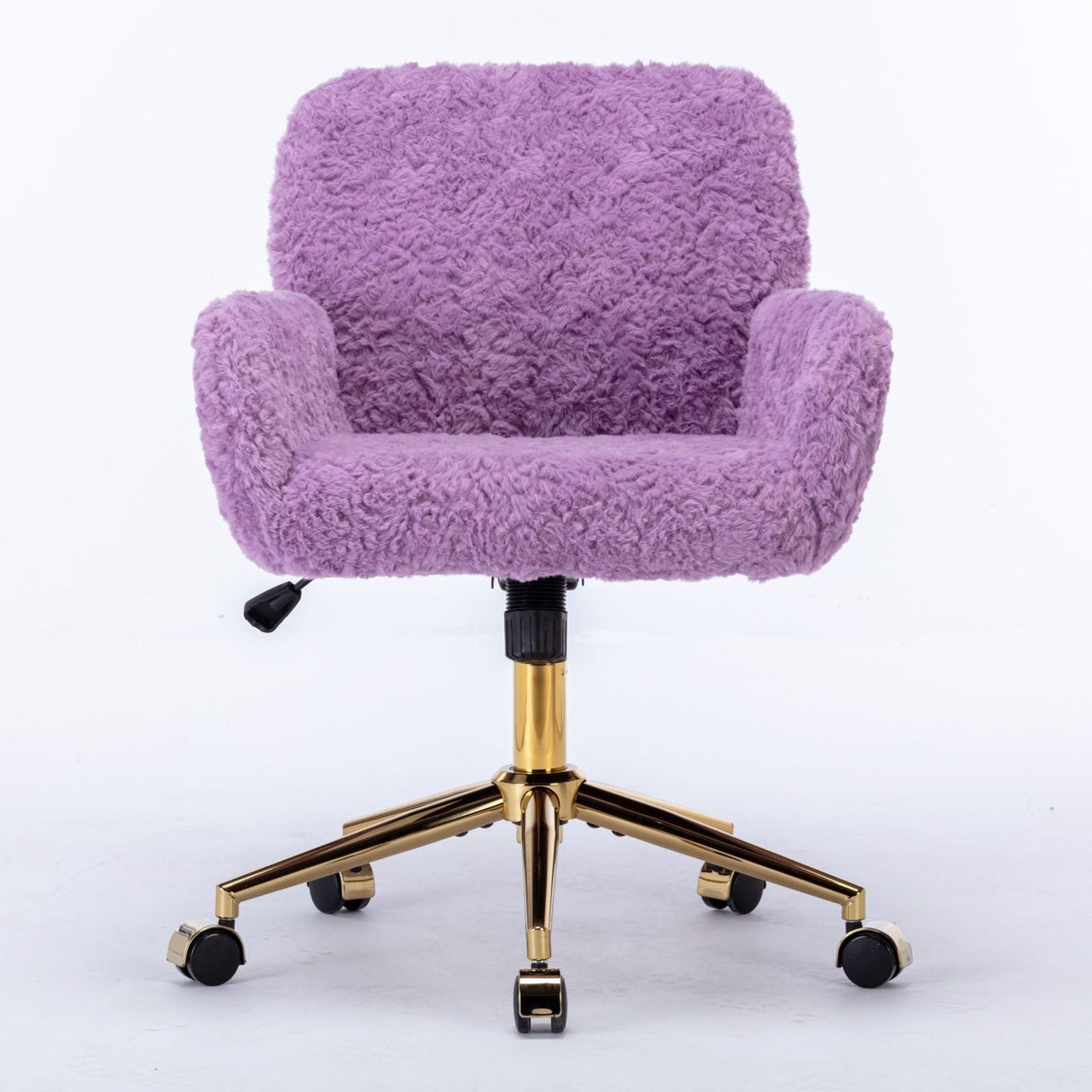 Office Chair, Artificial Rabbit Hair Home Office Chair With Golden Metal Base, Adjustable Desk Chair Swivel Office Chair, Vanity Chair by Couch.com