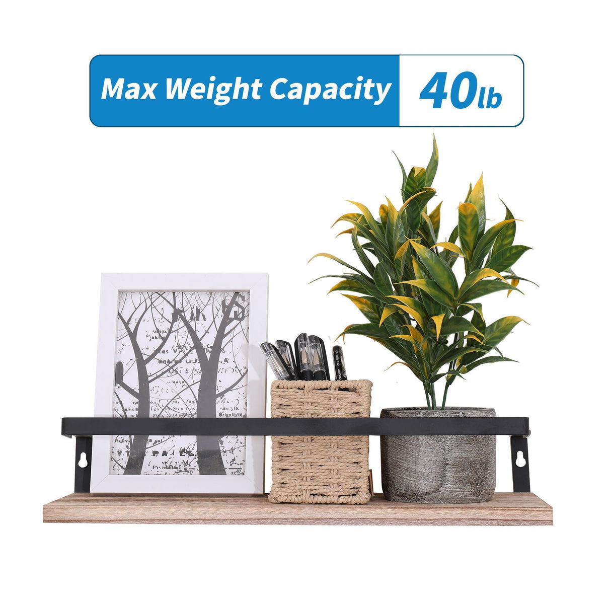 Floating Shelves, Long Wall Shelves (Set of 2) Wall Mounted Shelves With Brackets For Bedroom - Natural Wood by Couch.com