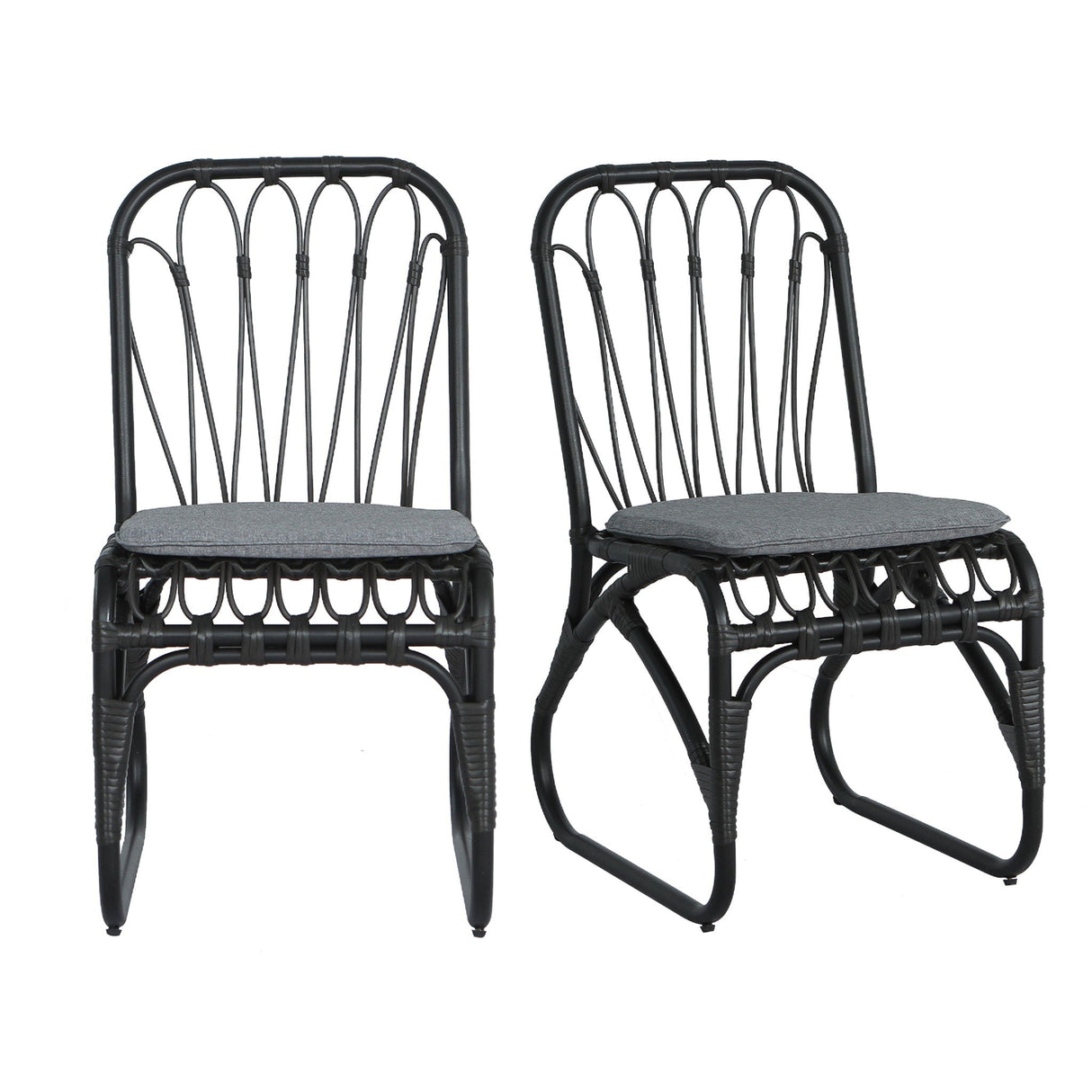 Outdoor Wicker Dining Chairs with Washable Cushion (Set of 2)