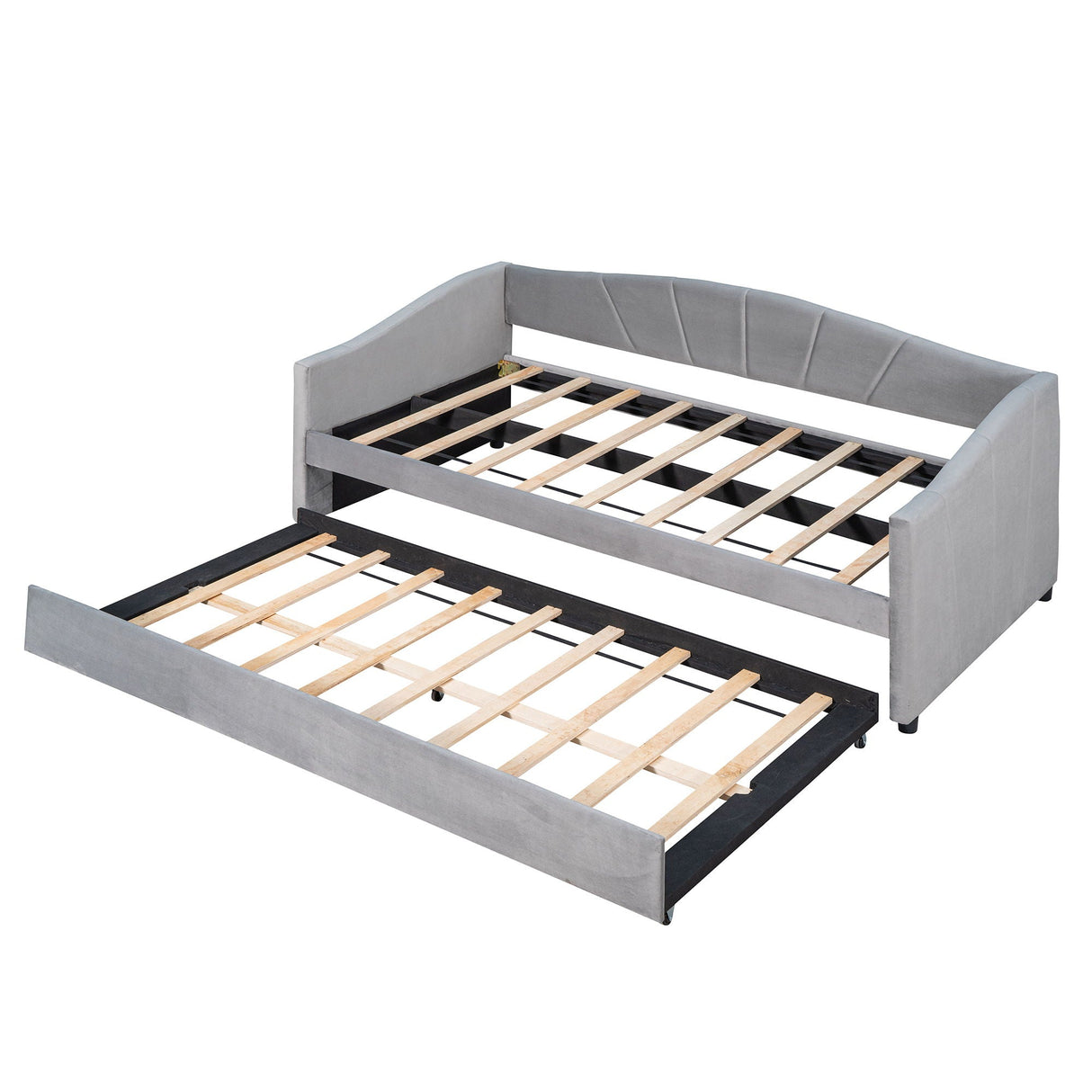 Upholstered Daybed Sofa Bed With Trundle Bed And Wood Slat by Couch.com