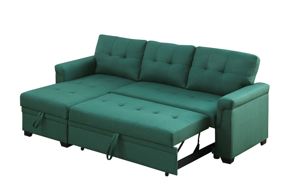 Lucca - Linen Reversible Sleeper Sectional Sofa With Storage Chaise by Couch.com